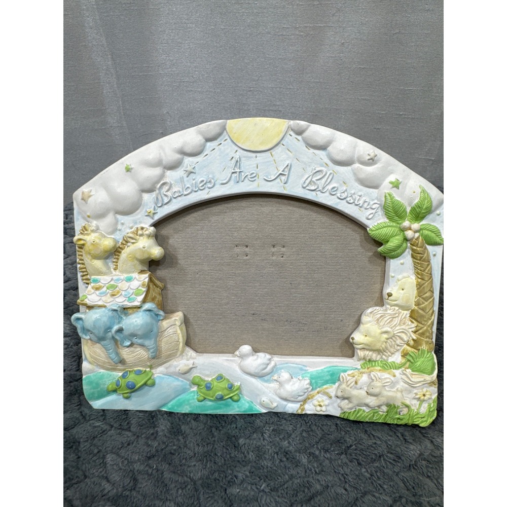 Babies Are A Blessing‎ Noahs Ark 3D Resin Picture Frame Pastel Nursery Decor